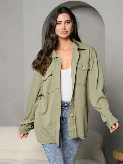 WOMEN'S FRENCH TERRY LIGHT WEIGHT FRONT POCKET JACKET