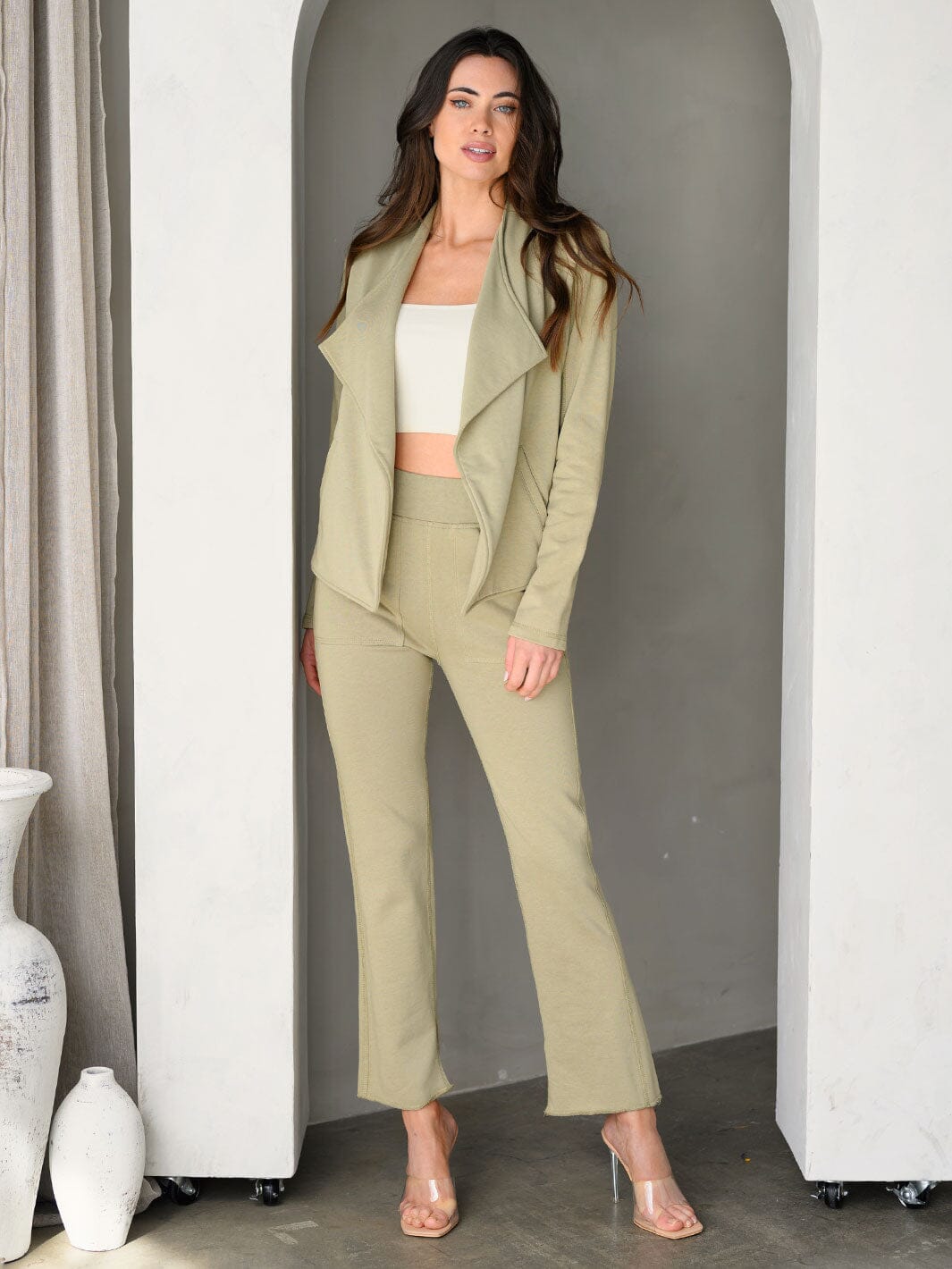 WOMEN'S LONG SLEEVE BLAZE & PANTS FRENCH TERRY 2PC SET.