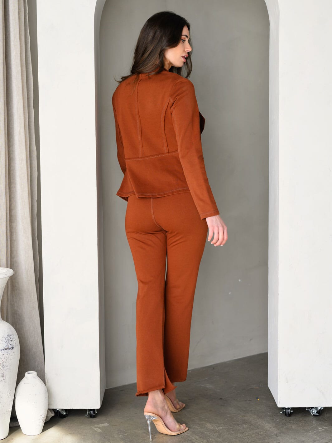 WOMEN'S LONG SLEEVE BLAZE & PANTS FRENCH TERRY 2PC SET.