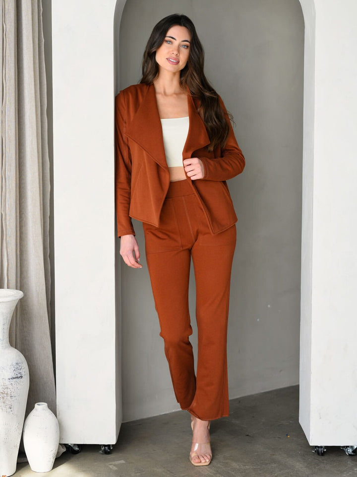 WOMEN'S LONG SLEEVE BLAZE & PANTS FRENCH TERRY 2PC SET.