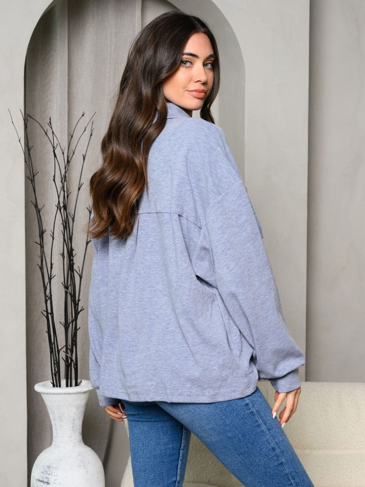 WOMEN'S LONG SLEEVE SOLID FRONT POCKETS JACKET