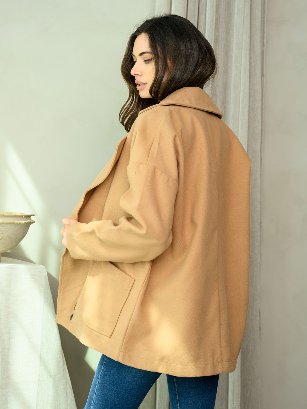 WOMEN'S LONG SLEEVE COLLAR POCKETS JACKET