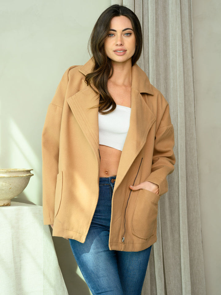 WOMEN'S LONG SLEEVE COLLAR POCKETS JACKET