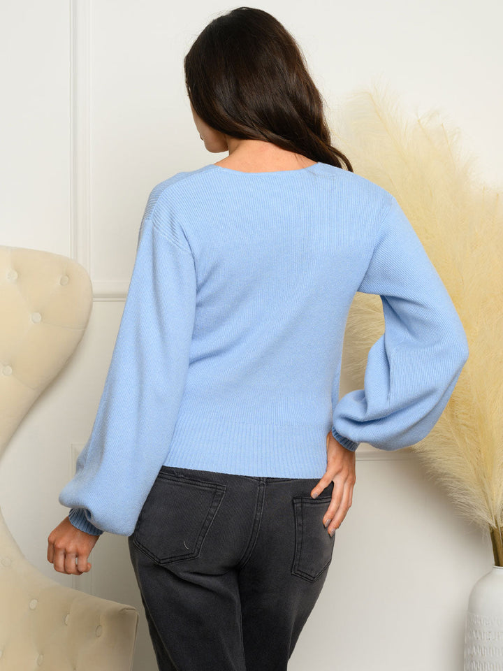 WOMEN'S LONG SLEEVE RIBBED KNIT TOP