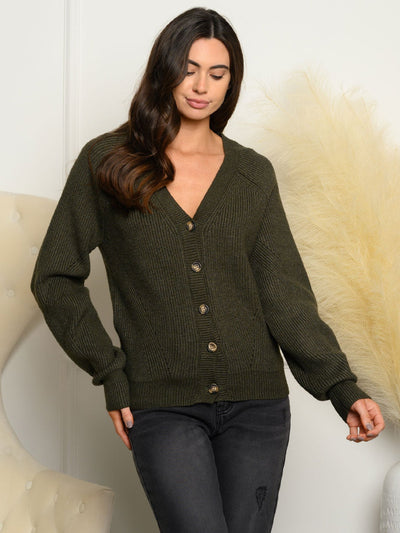 WOMEN'S BUTTON UP LONG SLEEVE CARDIGAN SWEATER