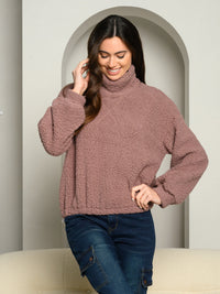 WOMEN'S MOCK NECK PULL OVER SWEATER