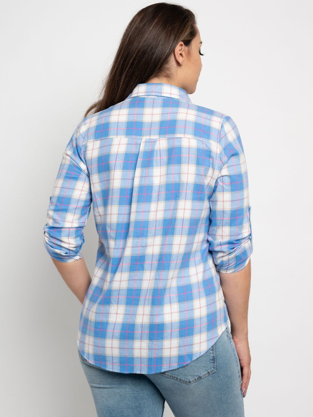 PLUS SIZE BUTTON DOWN FLANNEL TOP