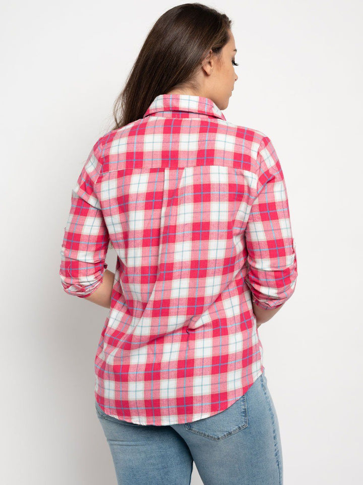 PLUS SIZE BUTTON DOWN FLANNEL TOP