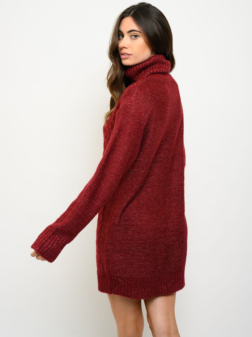 WOMEN'S TURTLE NECK CABLE KNIT SWEATER DRESS – Wholesalefashiontrends.com