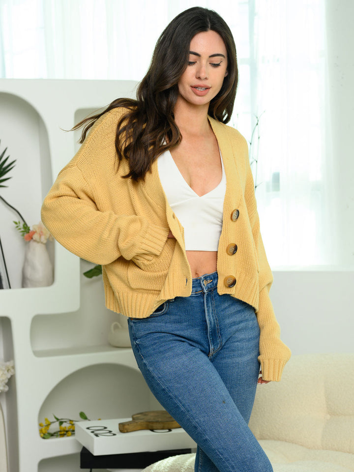 WOMEN'S LONG SLEEVE FRONT POCKET CARDIGAN