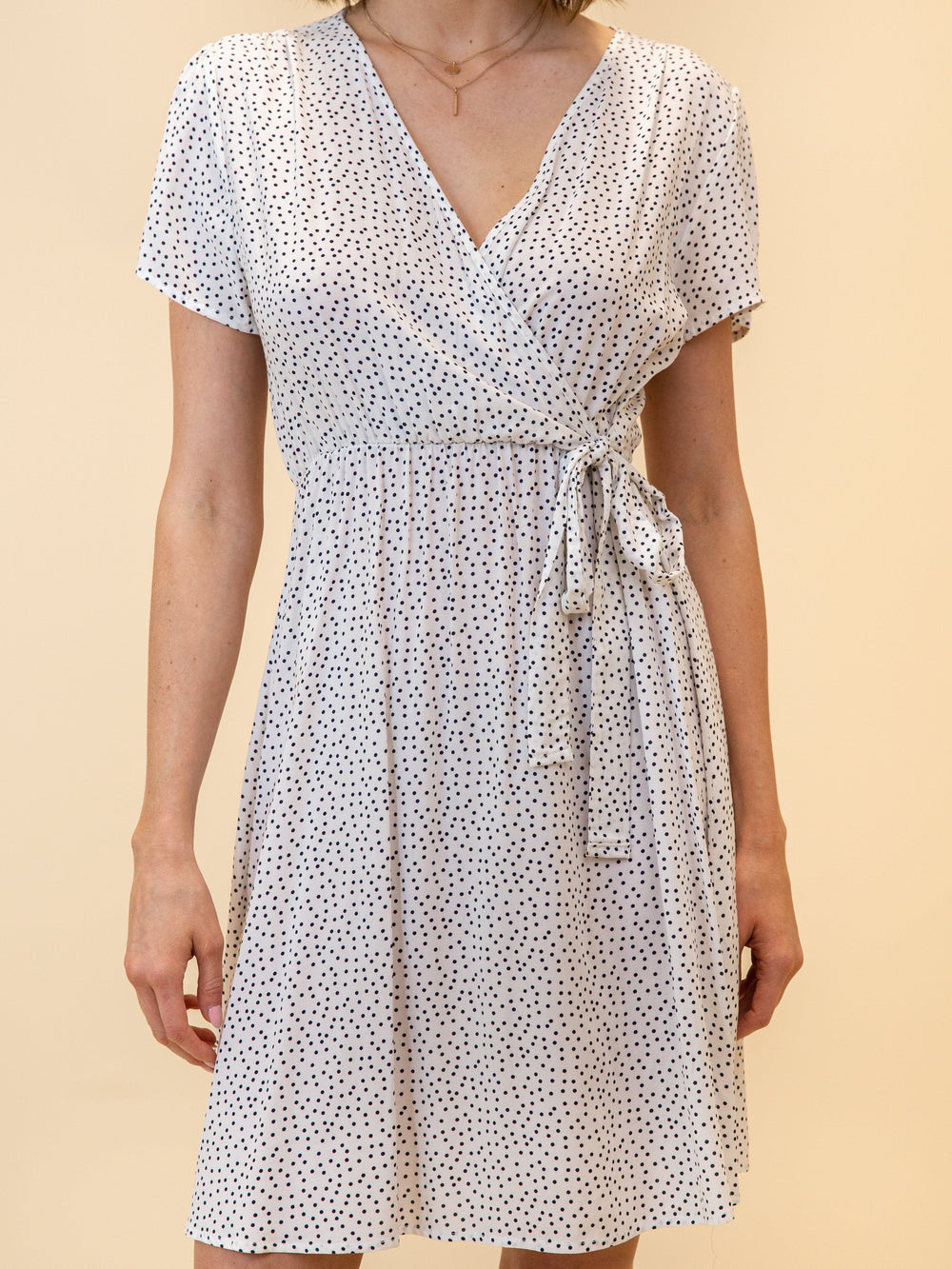 WOMEN'S MINI WRAP POLKA DOTS DRESS
