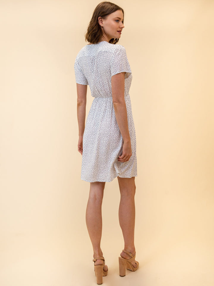 WOMEN'S MINI WRAP POLKA DOTS DRESS