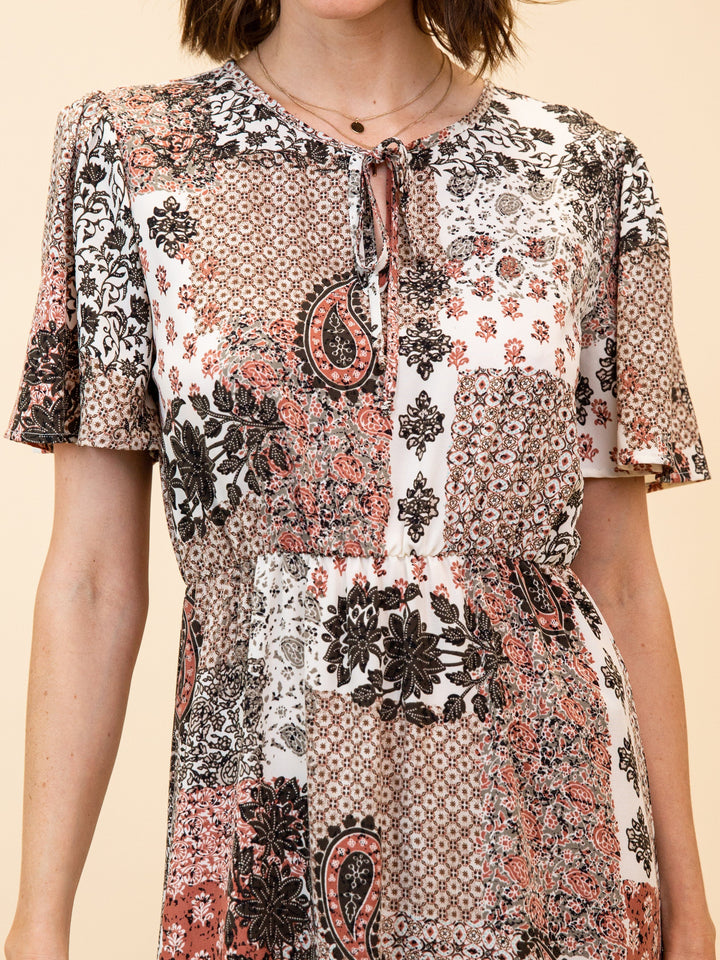 WOMEN'S IVORY PAISLEY DRESS