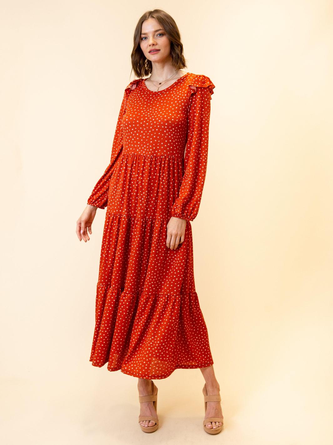 WOMEN'S RUFFLE LONG SLEEVE DRESS