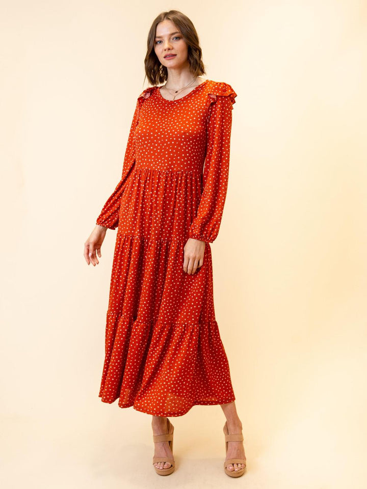 WOMEN'S RUFFLE LONG SLEEVE DRESS