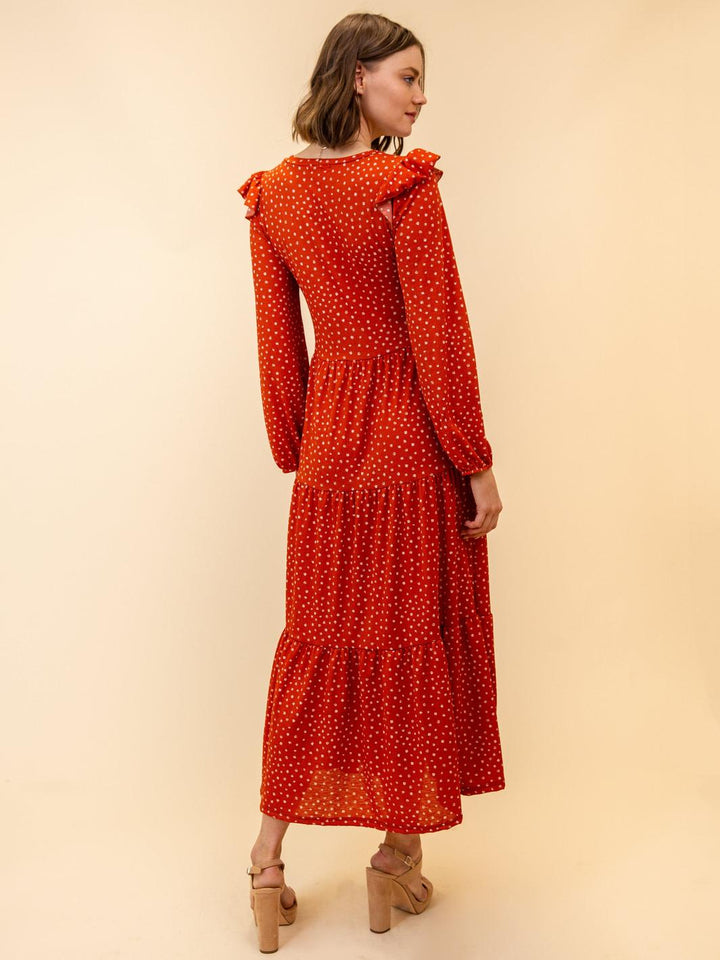 WOMEN'S RUFFLE LONG SLEEVE DRESS