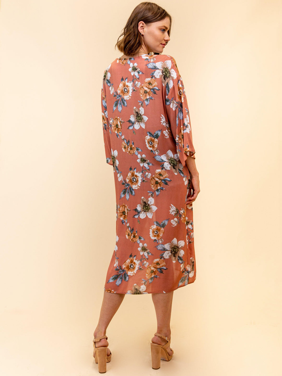 WOMEN'S LONG FLORAL KIMONO