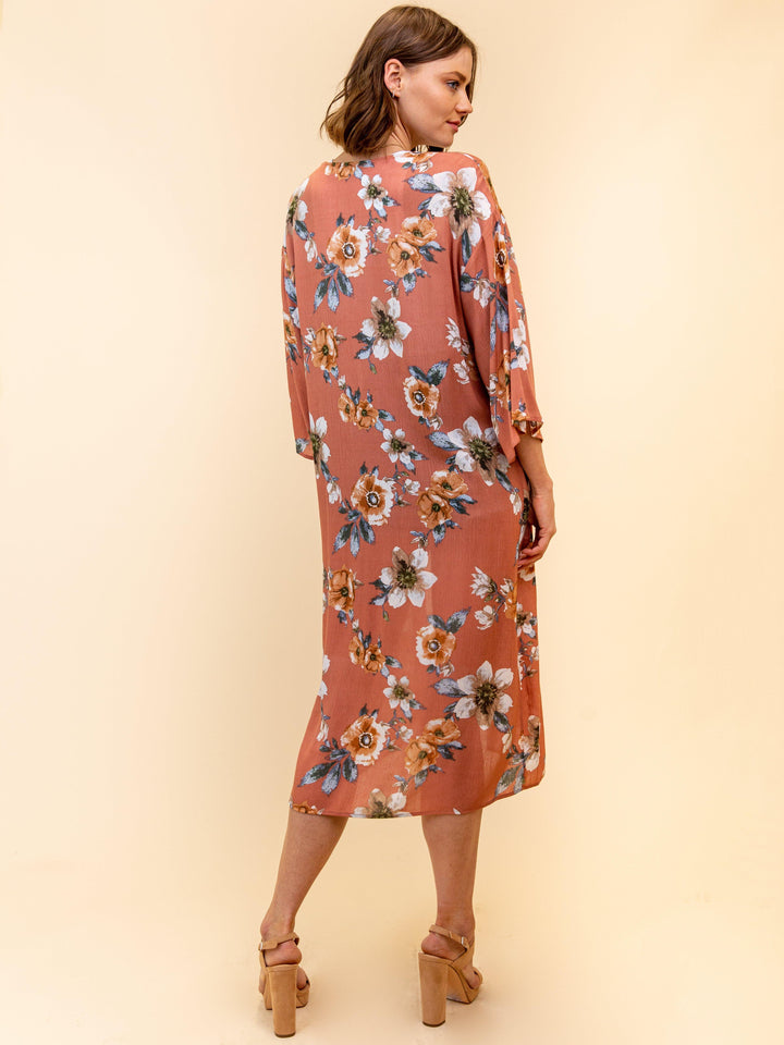 WOMEN'S LONG FLORAL KIMONO