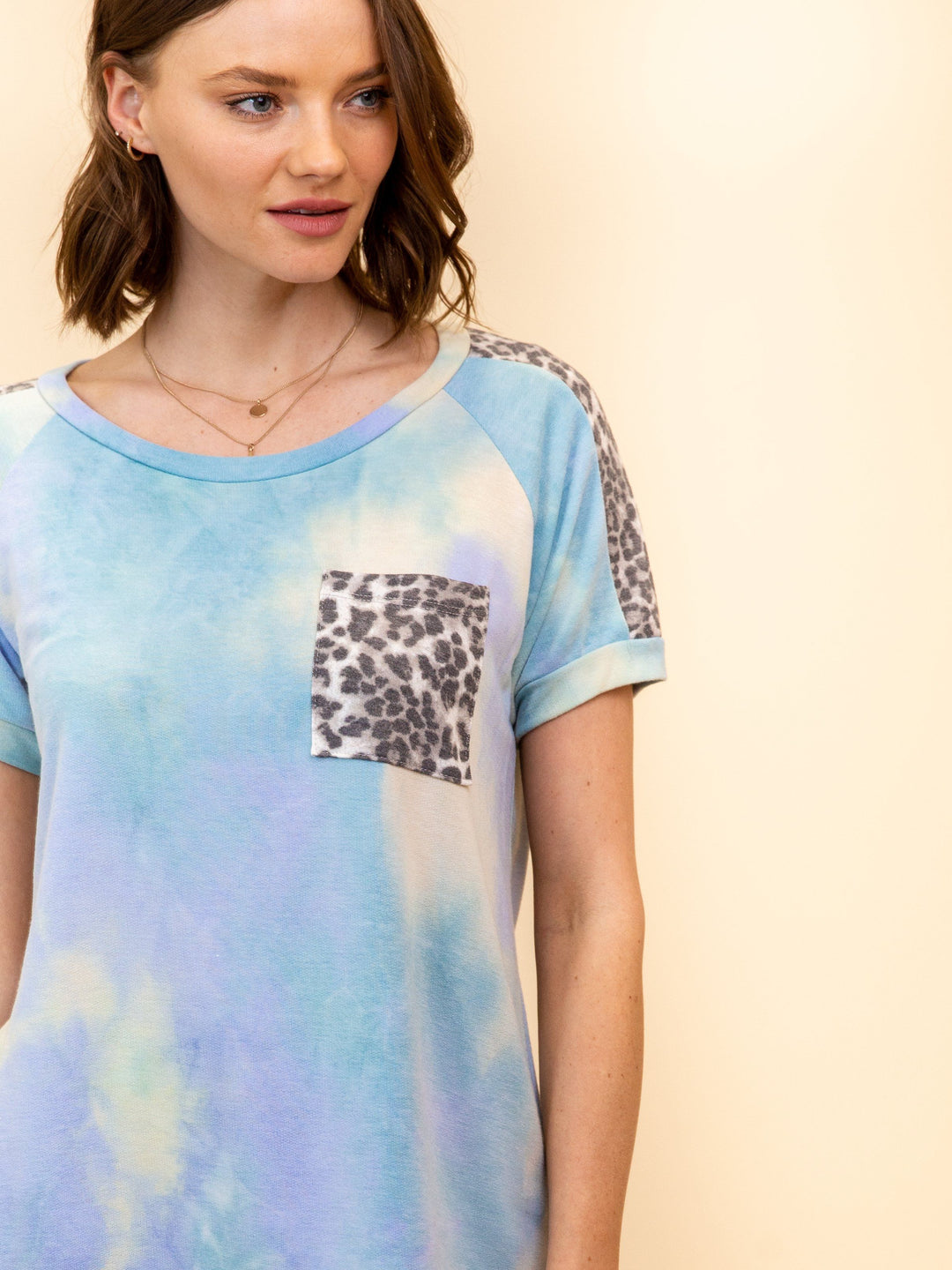 WOMEN'S ONE POCKET TIE DYE TOP