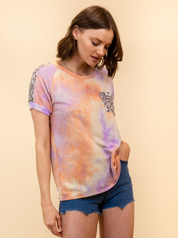 WOMEN'S ONE POCKET TIE DYE TOP