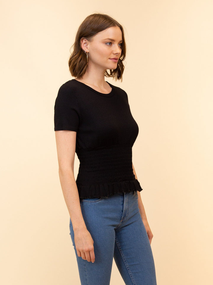 WOMEN'S SMOCKED WASIT TOP