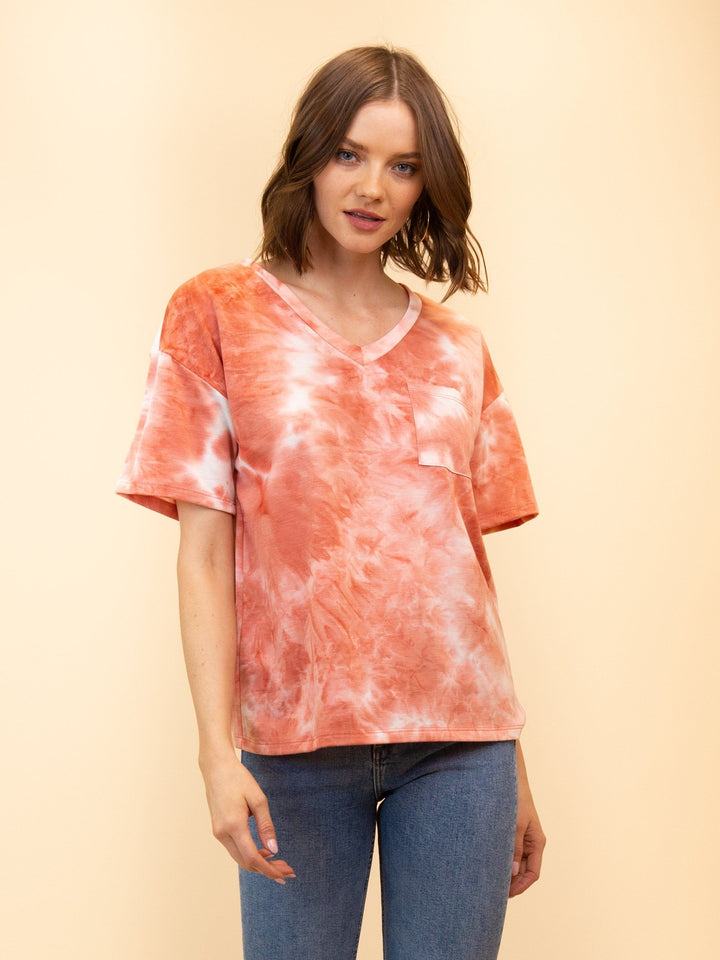 WOMEN'S V-NECK TIE DYE TOP
