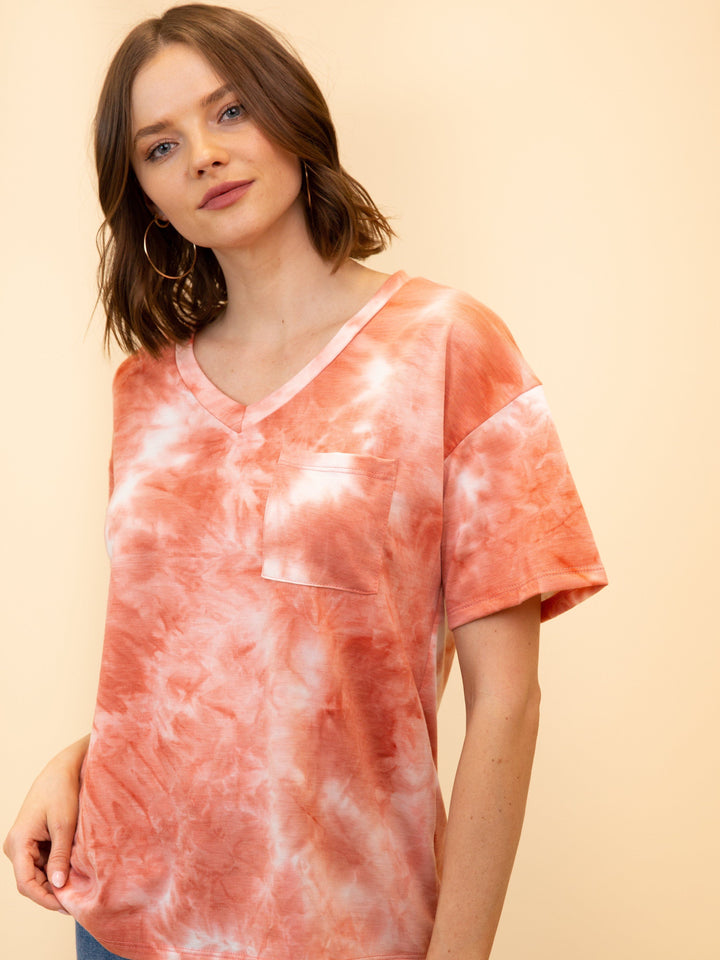 WOMEN'S V-NECK TIE DYE TOP