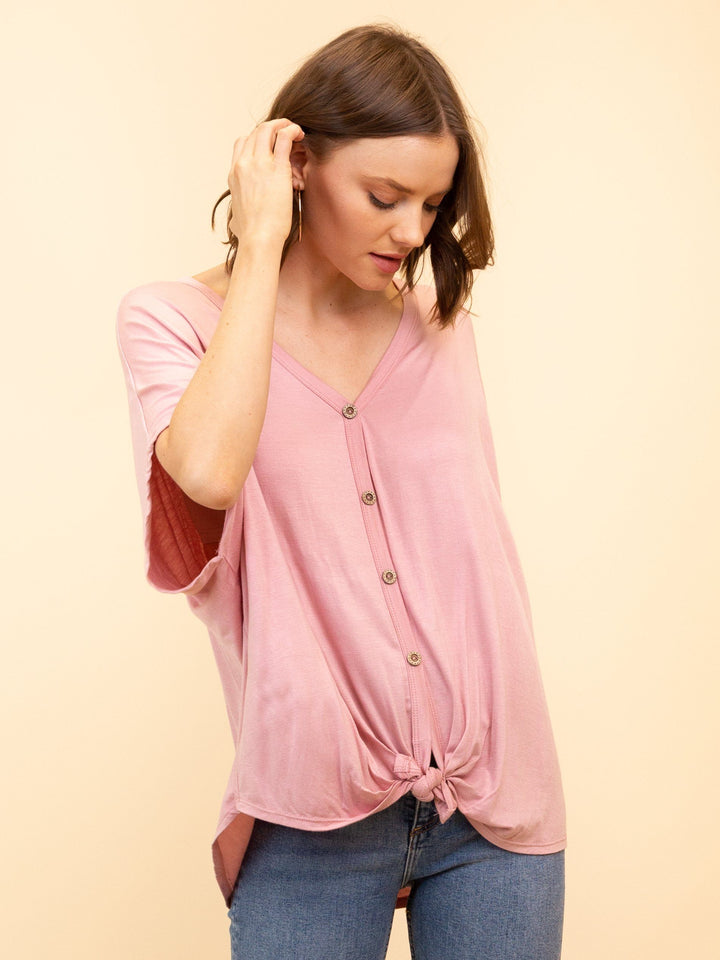 WOMEN'S TIE FRONT KNIT TOP