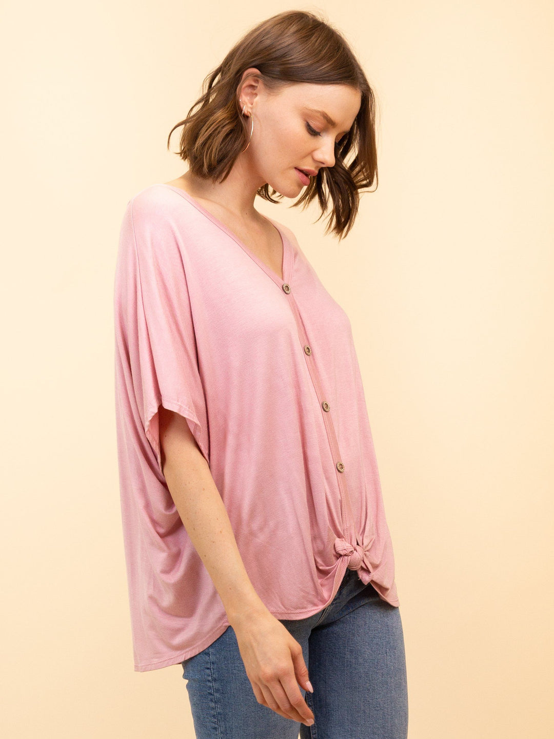 WOMEN'S TIE FRONT KNIT TOP