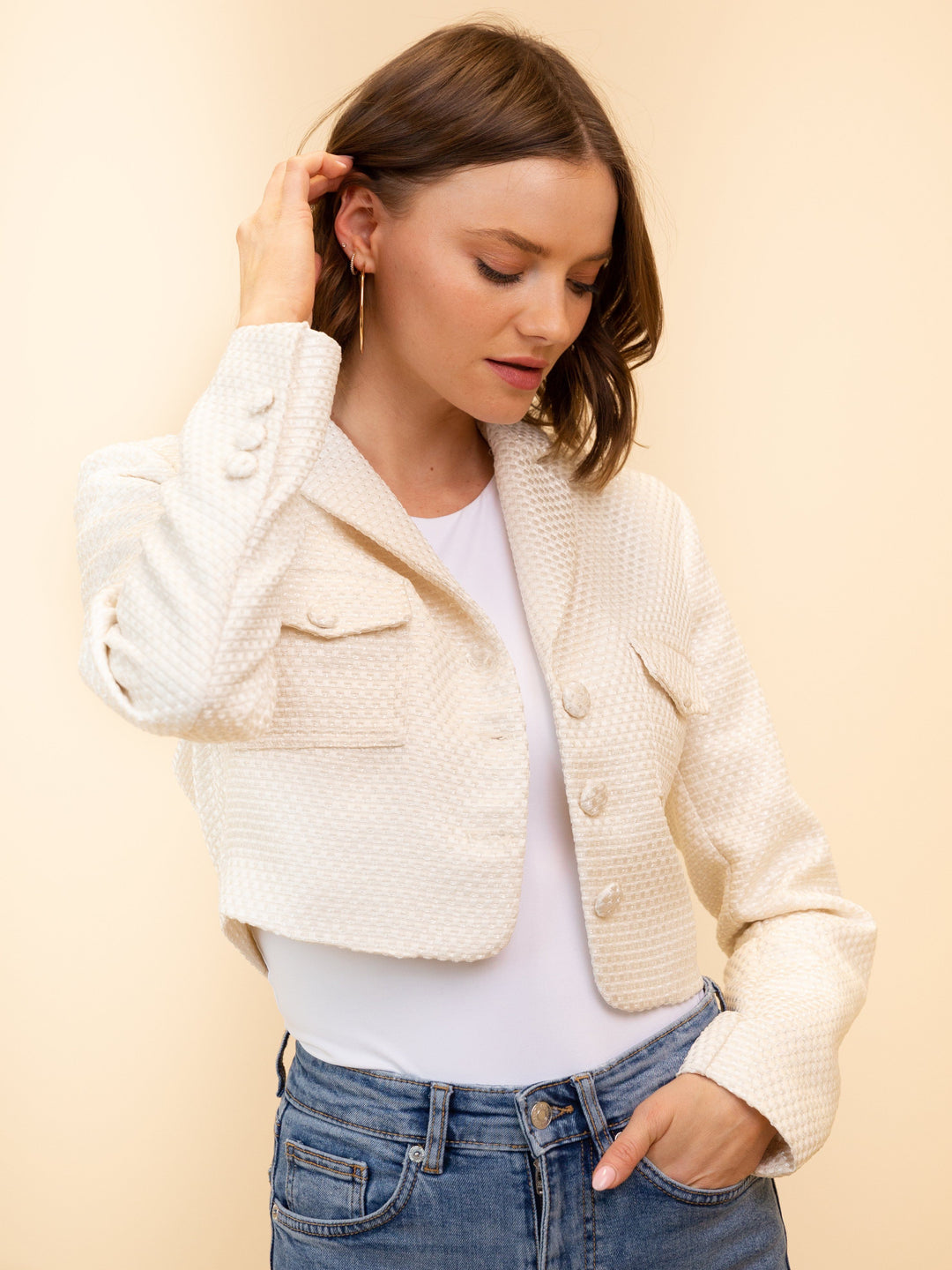 WOMEN'S IVORY CASUAL BLAZER