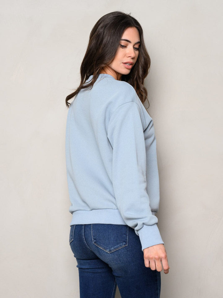 WOMEN'S LONG SLEEVE GRAPGIC COLORBLOCK SWEATER