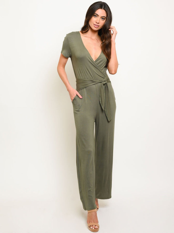 WOMEN'S KNIT FRONT KNOT JUMPSUIT
