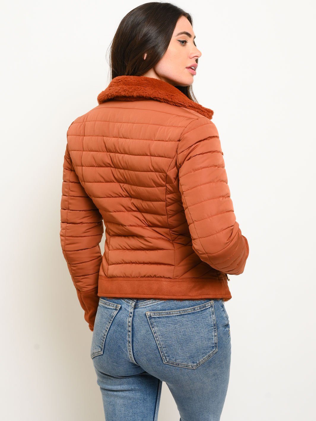WOMEN'S SHORT MIXED MEDIA QUILTED REVERSIBLE JACKET