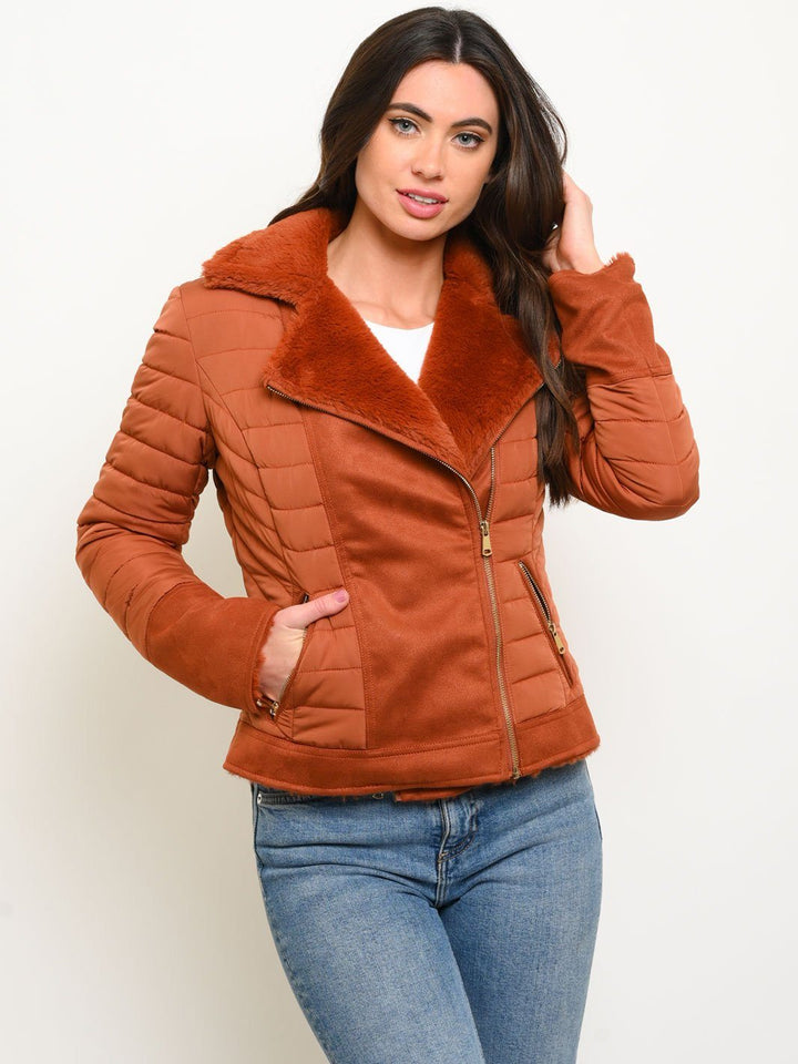 WOMEN'S SHORT MIXED MEDIA QUILTED REVERSIBLE JACKET