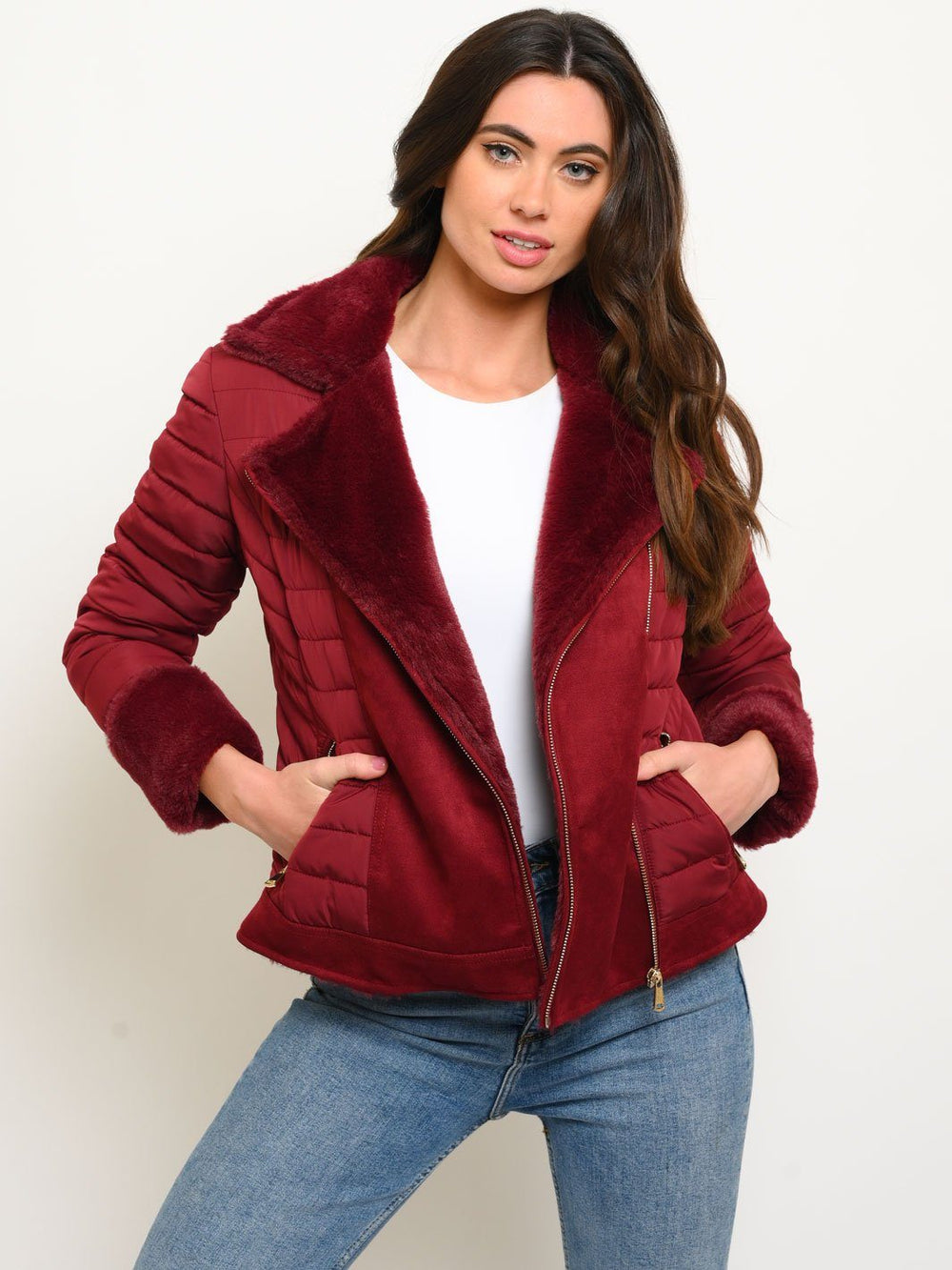 WOMEN'S SHORT MIXED MEDIA QUILTED REVERSIBLE JACKET
