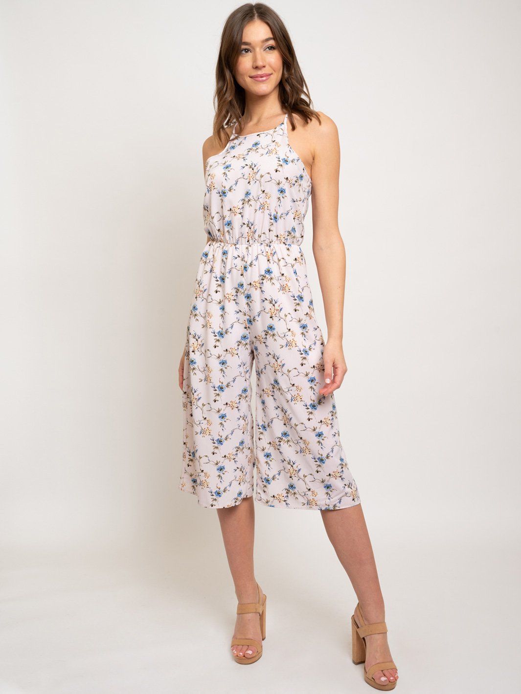 WOMEN'S FLORAL SPAGUETTI STRAP JUMJPSUIT