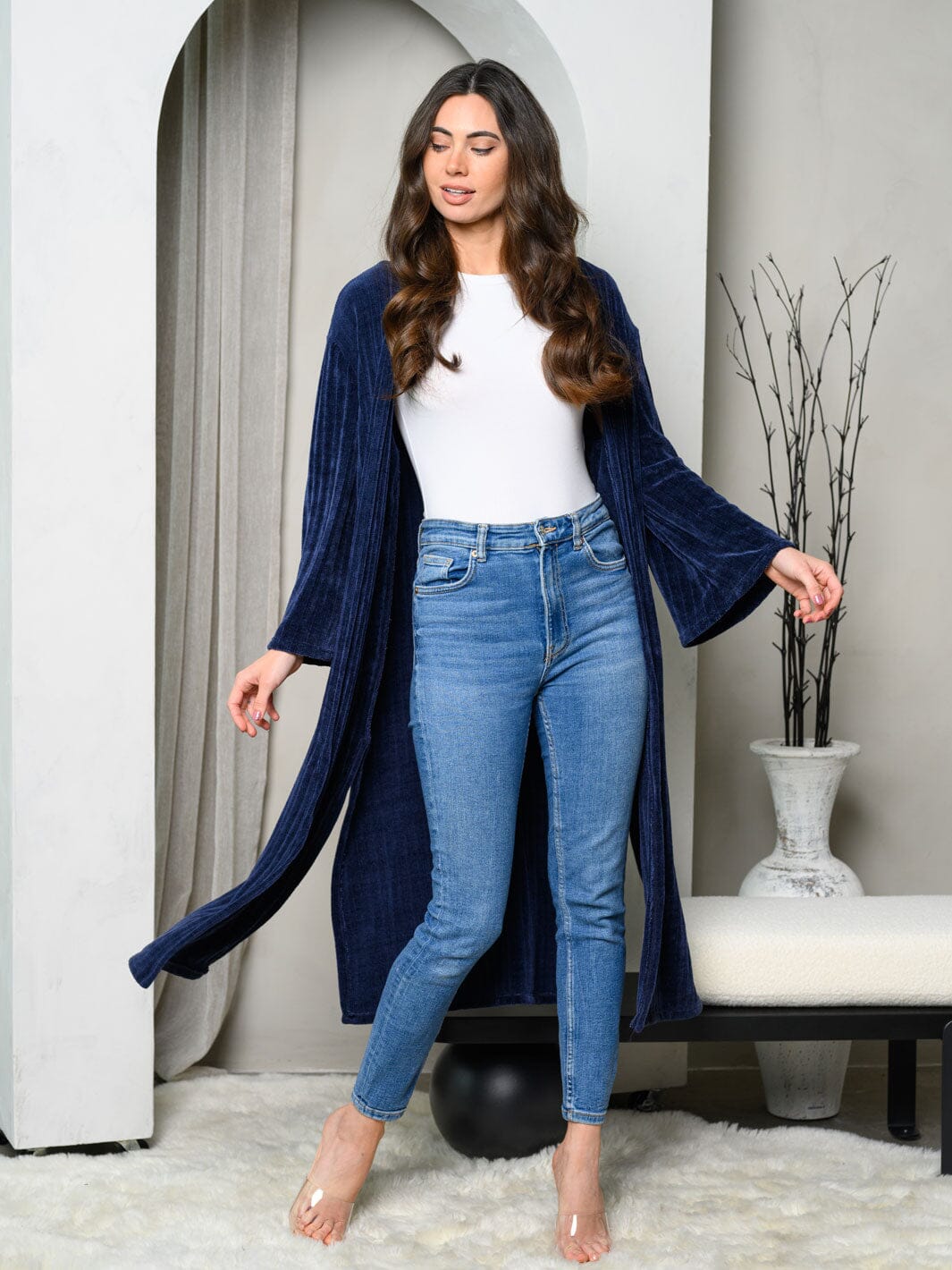 WOMEN'S LONG SLEEVE CHENILLE CARDIGAN
