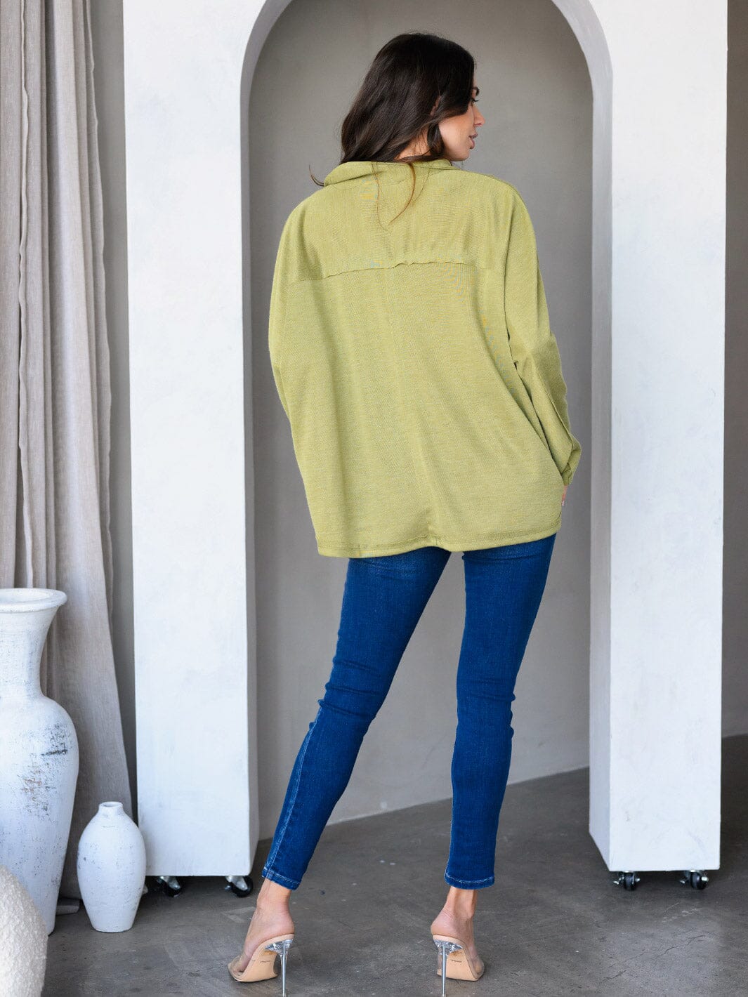 WOMEN'S LONG SLEEVE FRONT POCKETS TUNIC TOP