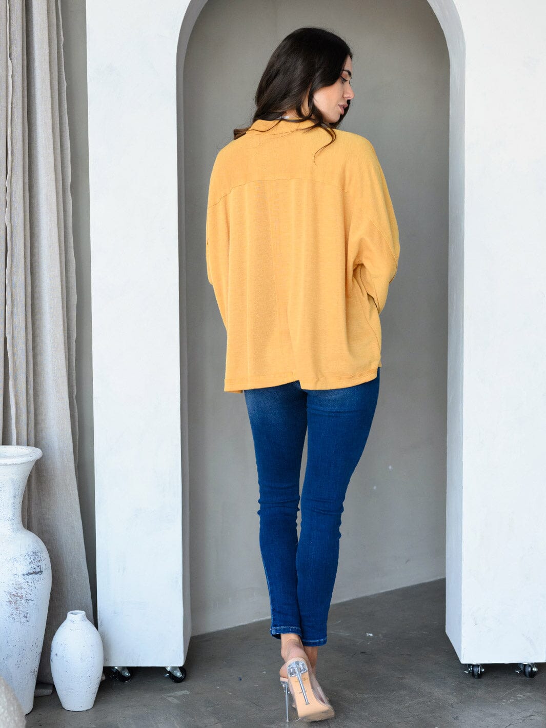 WOMEN'S LONG SLEEVE FRONT POCKETS TUNIC TOP