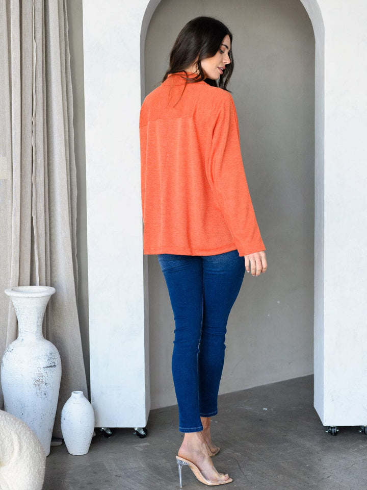 WOMEN'S LONG SLEEVE FRONT POCKETS TUNIC TOP