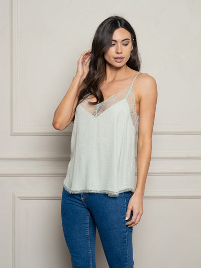 WOMEN'S SLEVELESS LACE DETAIL TOP