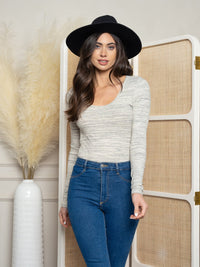 WOMEN'S LONG SLEEVE OPEN BACK KNIT BODYSUIT