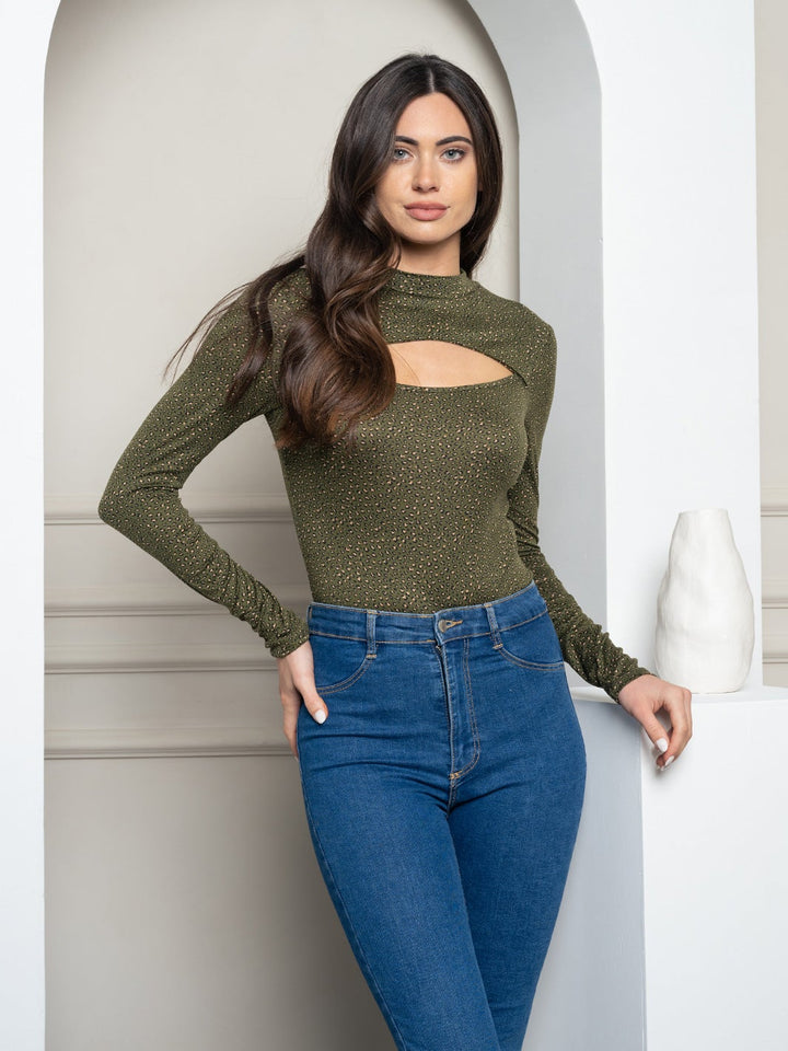 WOMEN'S KNIT CUTOUT BODYSUIT