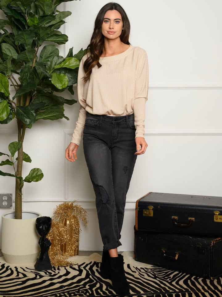 WOMEN'S LONG SLEEVE SHIMMER BODYSUIT