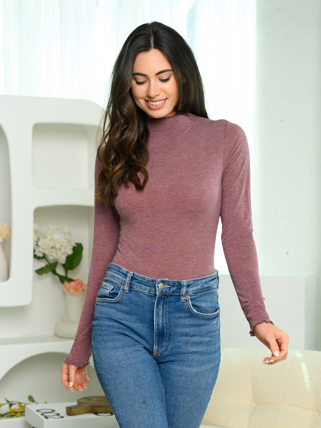 WOMEN'S LONG SLEEVE MOCK NECK BODYSUIT