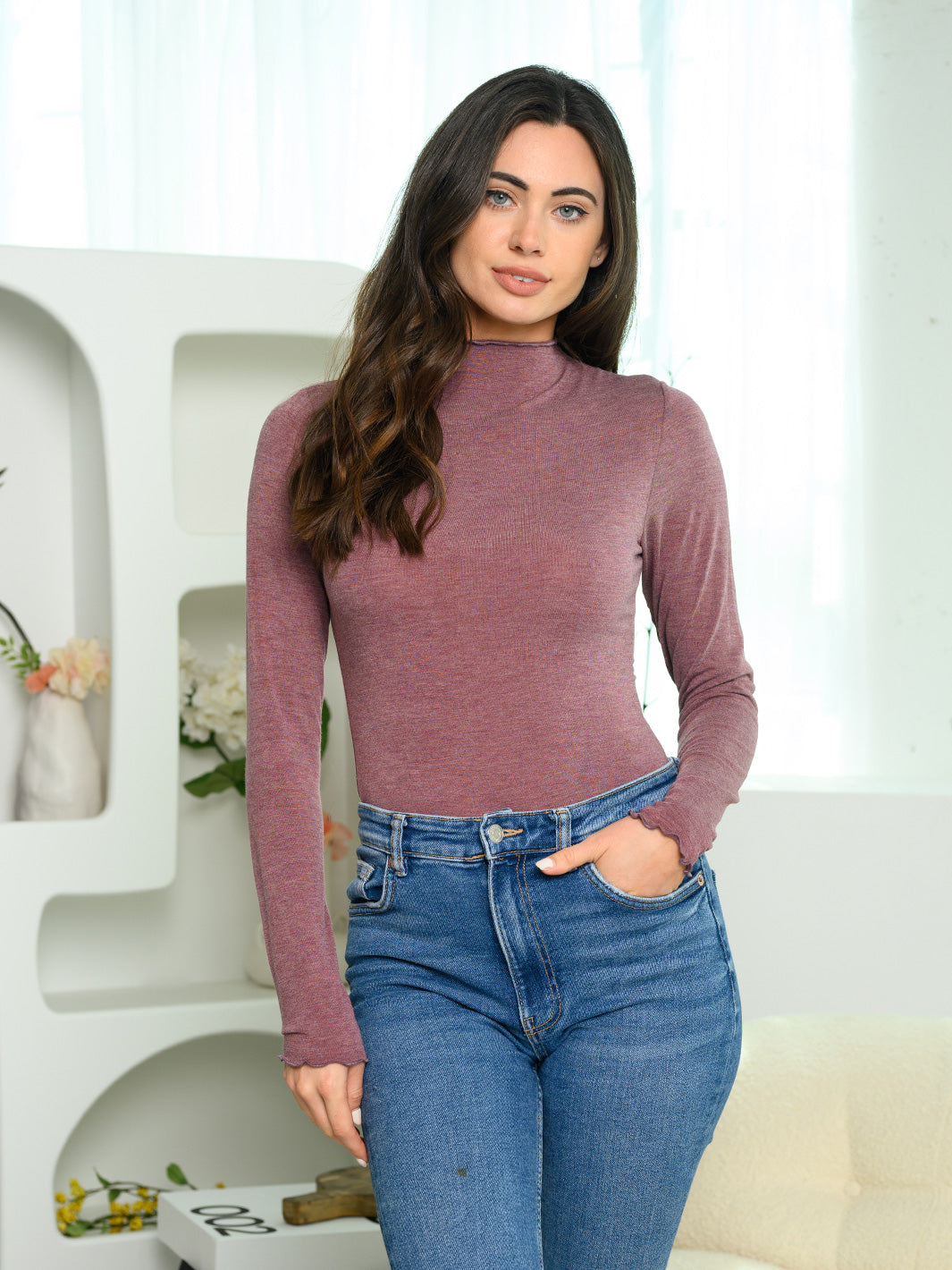 WOMEN'S LONG SLEEVE MOCK NECK BODYSUIT