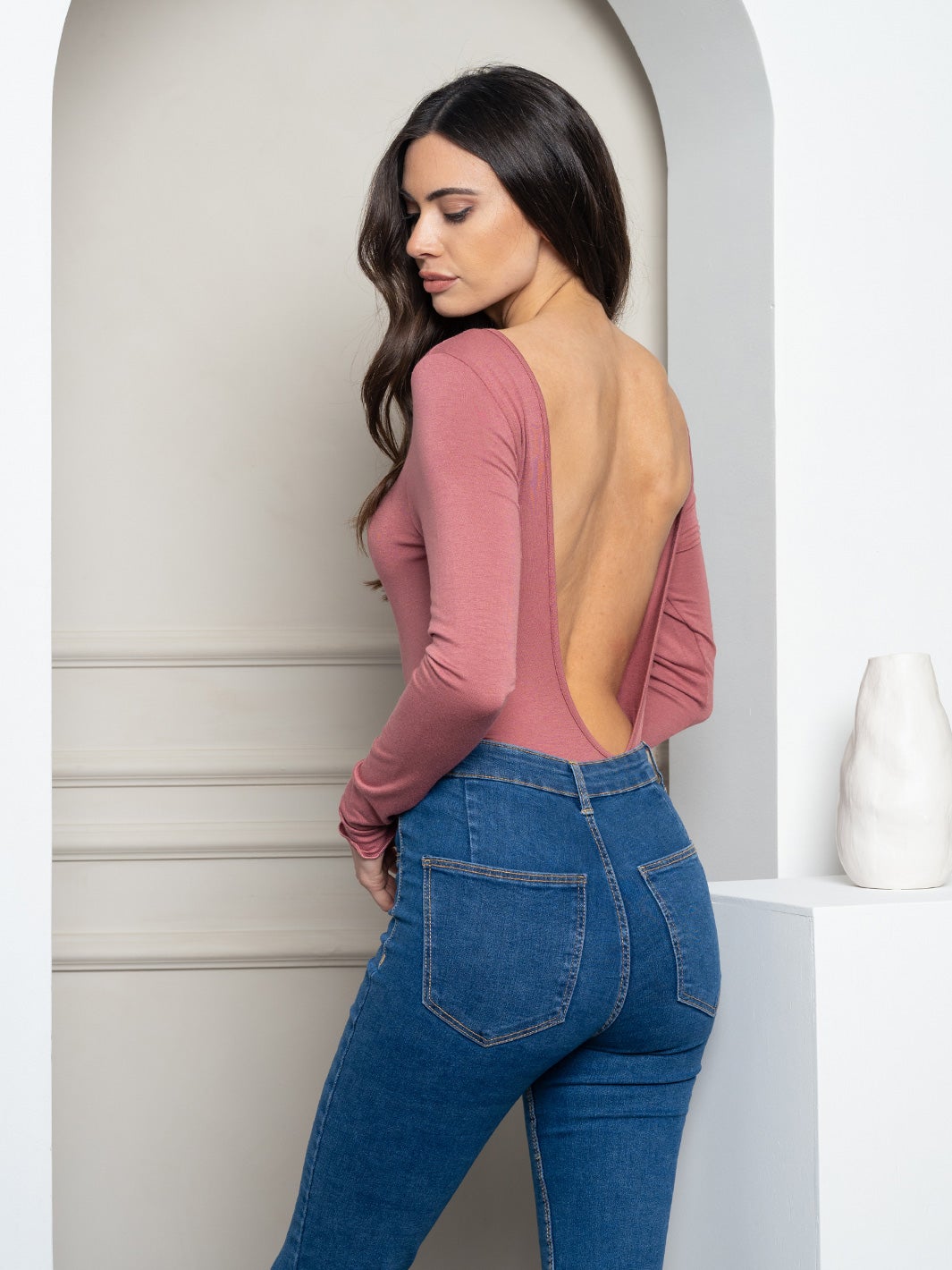 WOMEN'S LONG OPEN BACK BODYSUIT