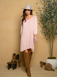 WOMEN'S LONG SLEEVE RIBBED KNIT MINI DRESS