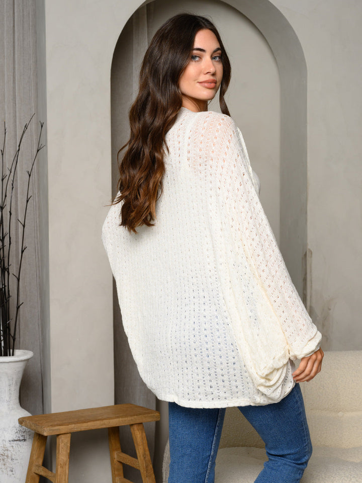 WOMEN'S LONG DRAPE SLEEVES SOLID OPEN FRONT CARDIGAN
