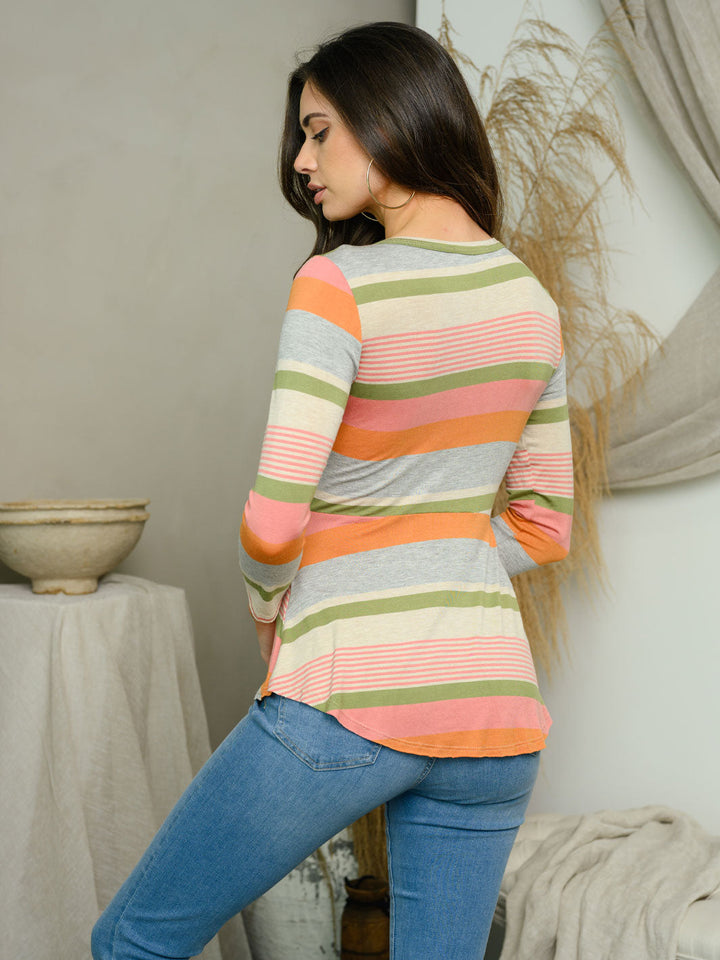 WOMEN'S LONG SLEEVE COLOR BLOCK TOP